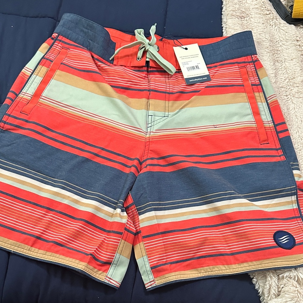 Vibrant Striped Board Shorts for Men